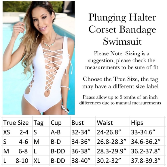 Plunging White Halter Corset Bandage Swimsuit - Picture 16 of 16